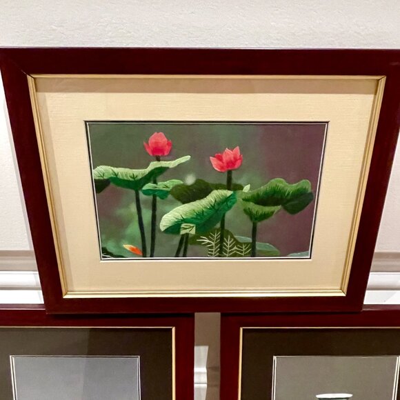 Set of 3 Embroidered Art - Plus Bonus Photo Frame - Picture 2 of 14